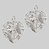 large floral heart hoop earrings silver