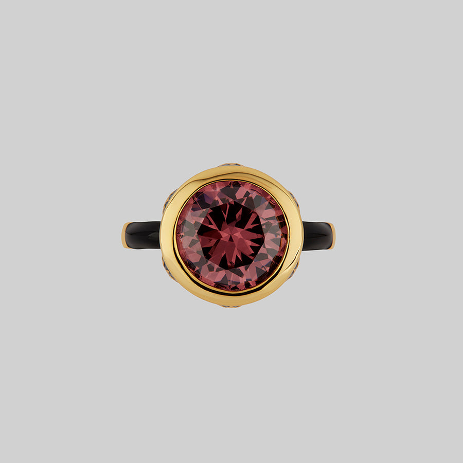 large pink gemstone gold ring 