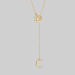 gold sun and moon y-shape necklace