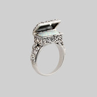 opal ring, silver casket ring