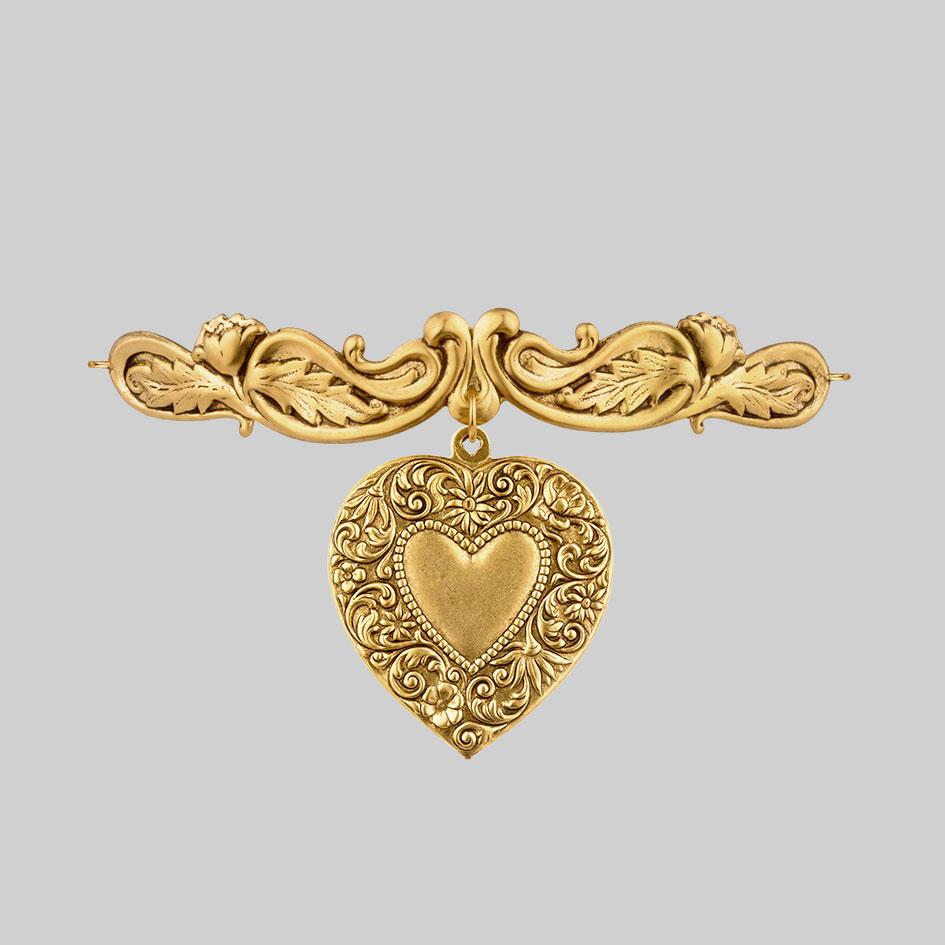 gold heart statement choker 