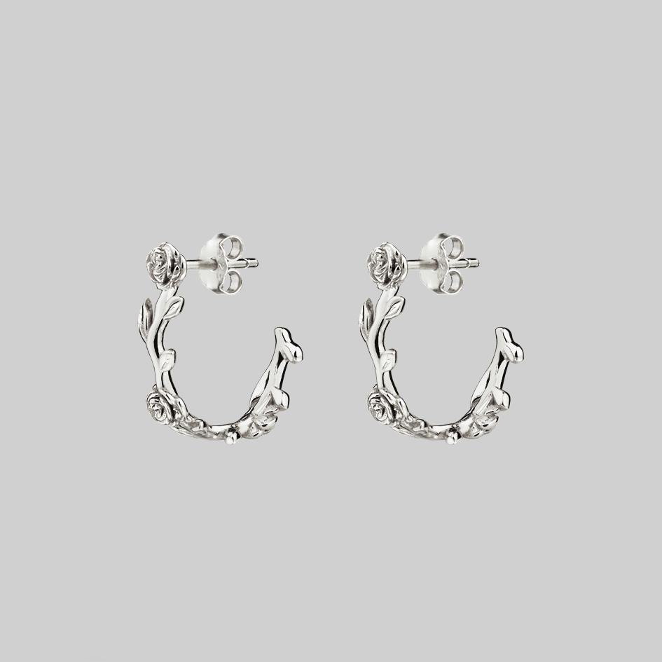 gold rose hoop stud earrings 