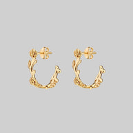 gold rose hoop stud earrings 
