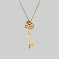 long gold key layering necklace 