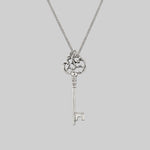 silver antique key necklace 