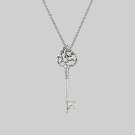 silver antique key necklace 