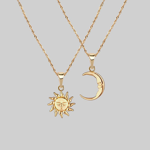 LYRAE. Moon & Stars Glass Necklace - Gold