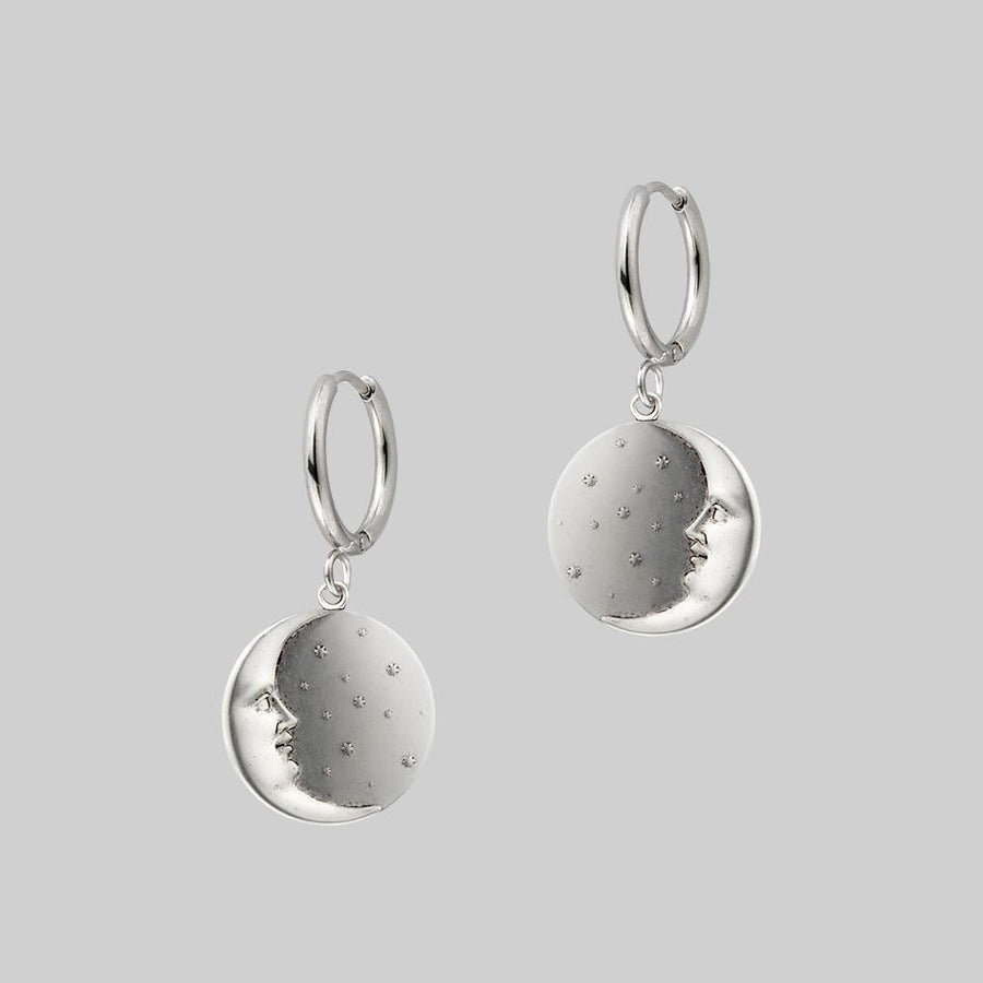 silver moon and star hoop earrings 