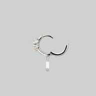 single silver hoop earring with moon