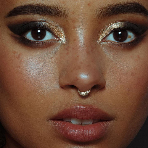 HEART & SOUL. Garnet Heart Septum Clicker Ring - Gold