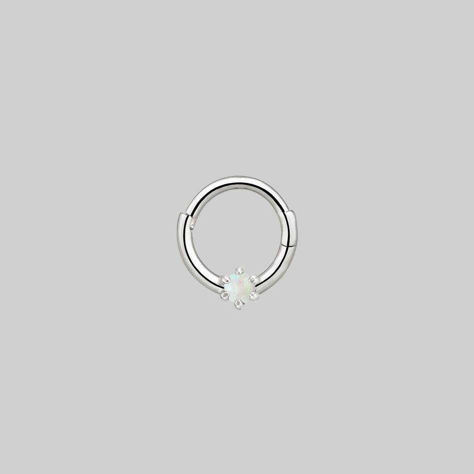 opal diamond septum ring silver