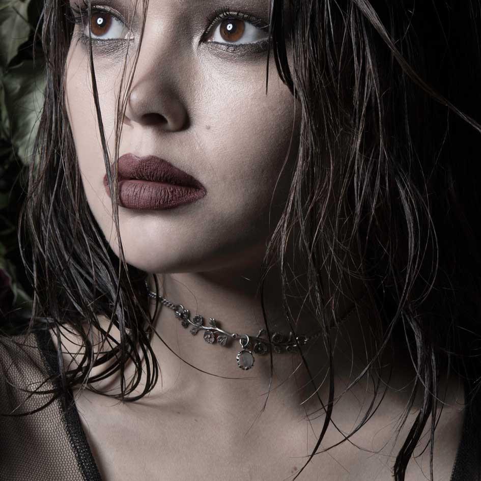 Necklace - DARK BLOOM. Black Mother Of Pearl Choker