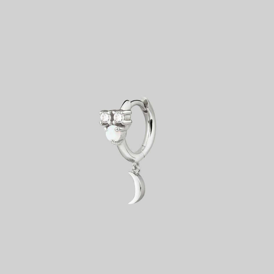 opal moon charm earring