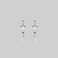 opal moon silver hoop earrings