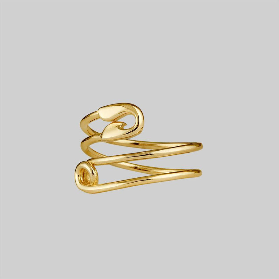 SOLENE. Safety Pin Wrap Ring - Gold – REGALROSE