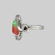 MALICE. Tourmaline CZ Coiled Snake Cocktail Ring - Silver