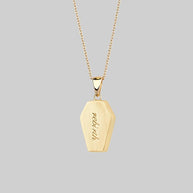 engraved gold coffin necklace 