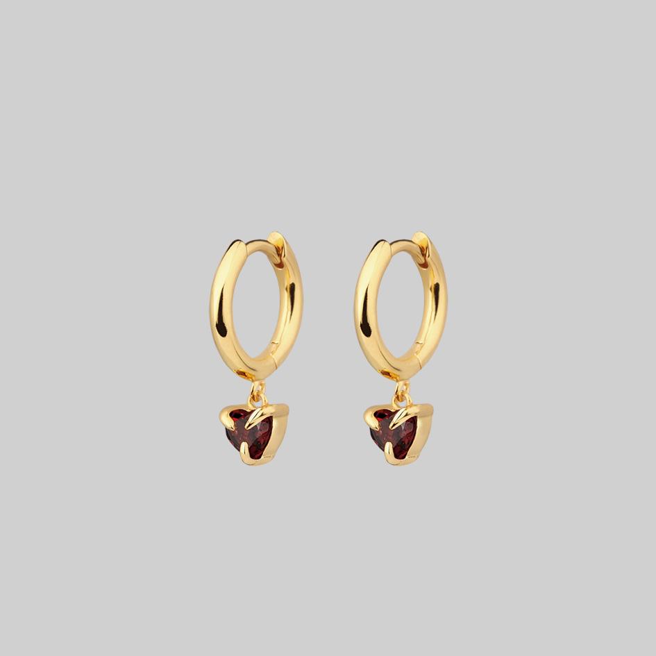 garnet gemstone hoop earrings gold