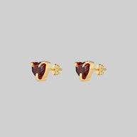 garnet gemstone heart stud earrings 