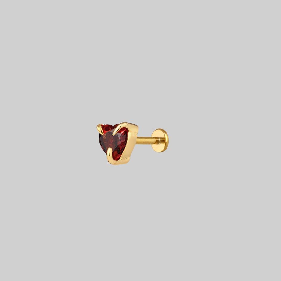 heart gemstone stud gold