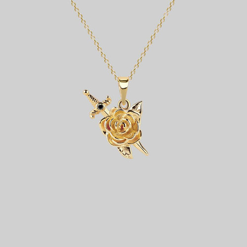 LEONA. Black Glass Droplet Necklace - Gold