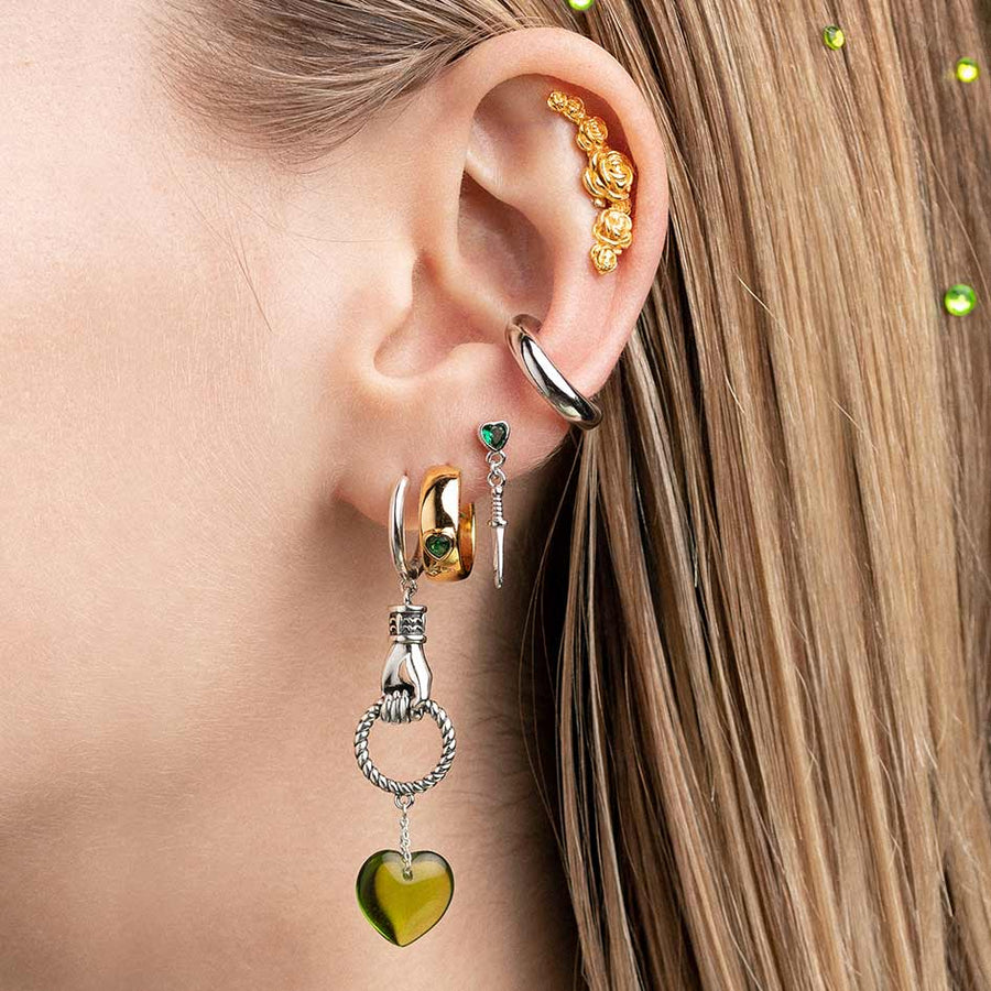 DAMASK. Rose Foliage Stud Earring Gold REGALROSE