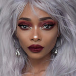 Silver rose hoop earrings