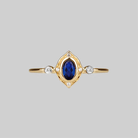 HAWTHORNE. Detailed Royal Blue Gold Ring