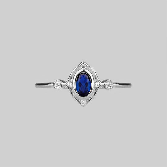 HAWTHORNE. Detailed Royal Blue Silver Ring