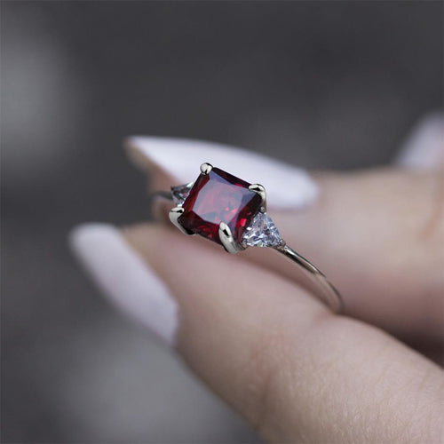 MALICE. Garnet CZ Coiled Snake Cocktail Ring - Gold