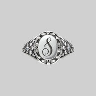 DARK GARDEN. Ornate Initial Ring (N - Z)