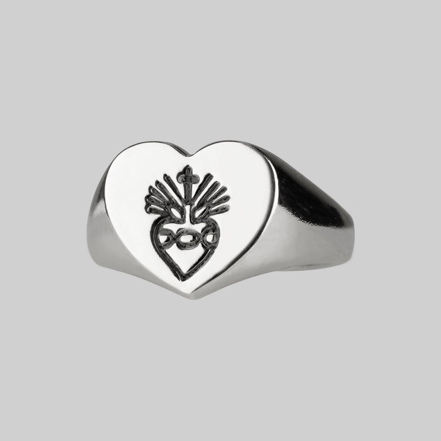 Sterling silver heart signet ring 