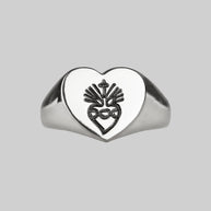 Silver heart signet ring