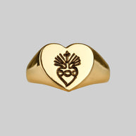 gold heart signet ring