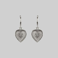 silver sacred heart hoop earrings 