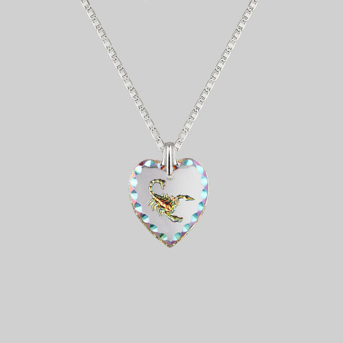 NEW DAWN. Butterfly Engraved Glass Heart Necklace - Gold