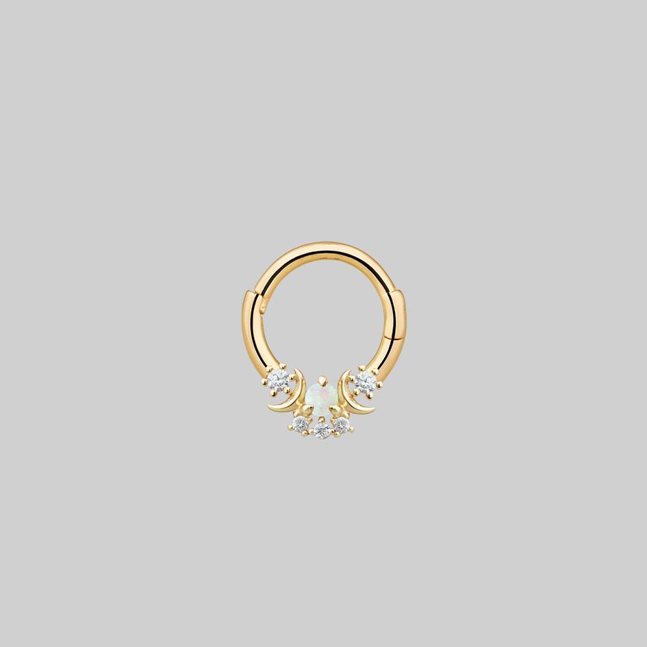 opal cluster septum ring gold 