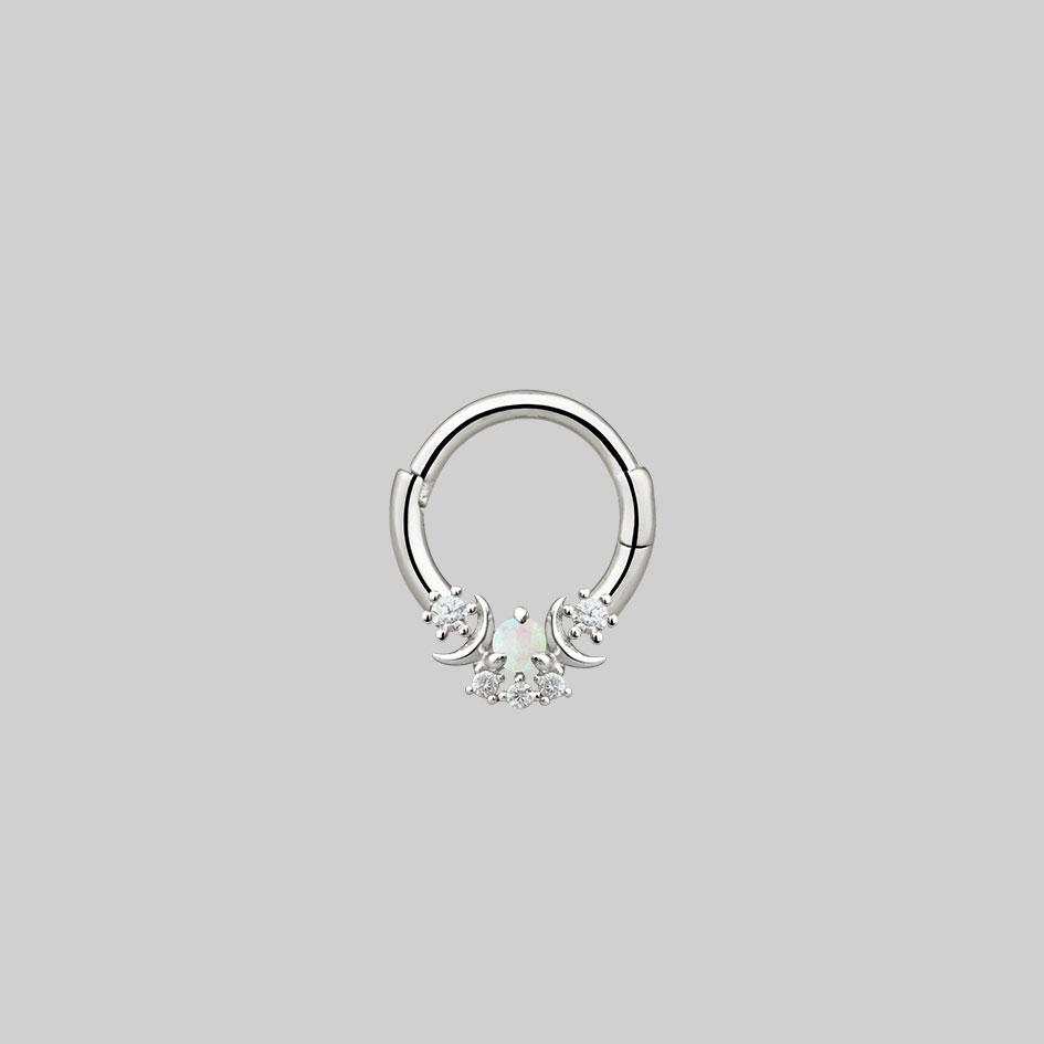 opal diamond septum ring silver