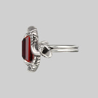 MALICE. Garnet CZ Coiled Snake Cocktail Ring - Silver