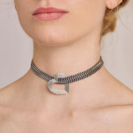 silver love heart choker