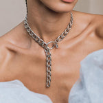 XO. Chunky Chain & Circle Clasp Necklace - Silver