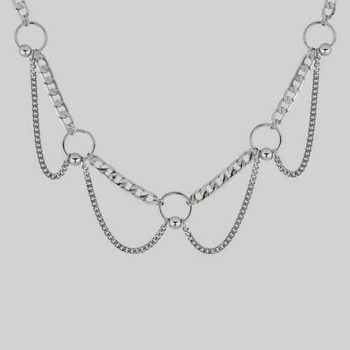 EAT YOUR HEART OUT. Pierced Chunky Chain Collar Necklace - Silver