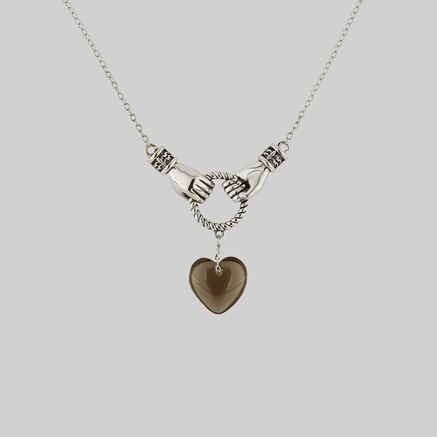 Sterling silver Hand/Foot double print silver necklace - traditional heart  shape
