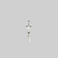 silver hoop earring with opal gemstone