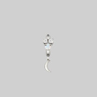 moon and star charm hoop earring silver