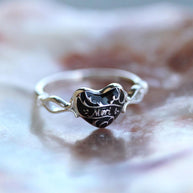 MEMENTO MORI. Black Enamel Heart Silver Ring