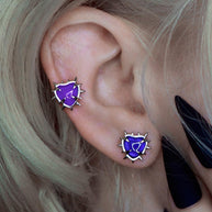 punk cartilage piercing colour change heart stone