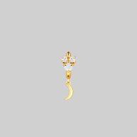 gold hoop earring with opal gemstone