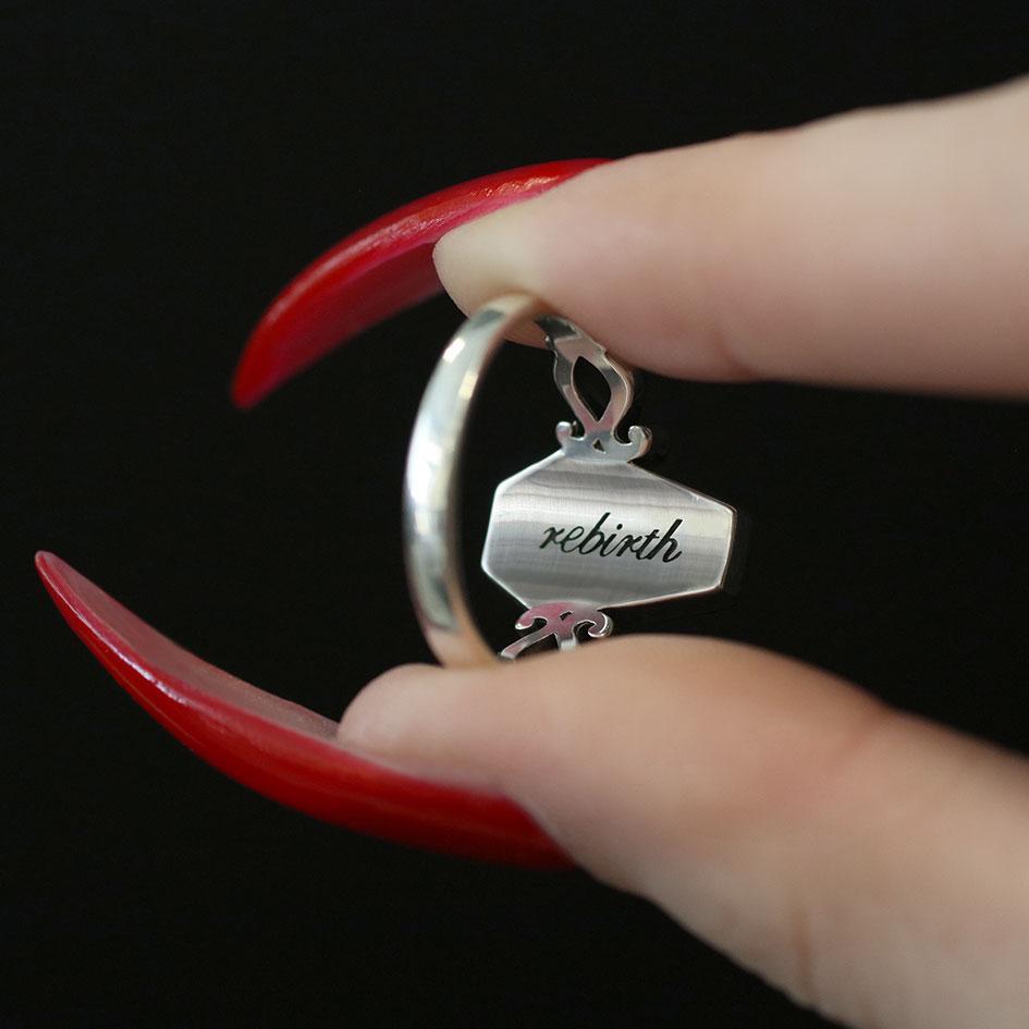 silver glass coffin ring