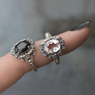 MARIA. Rose Wreath Onyx Silver Cocktail Ring